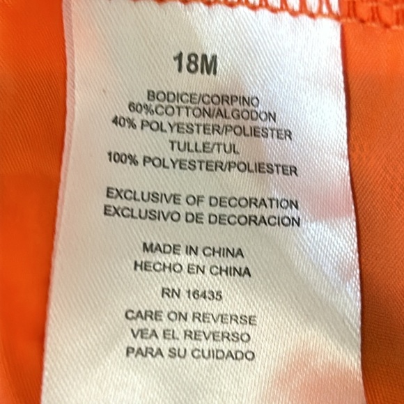 Nannette Kids Halloween Cat/Kitten Dress w Tiered Orange Tulle Skirt 18 Mos. - Picture 9 of 11